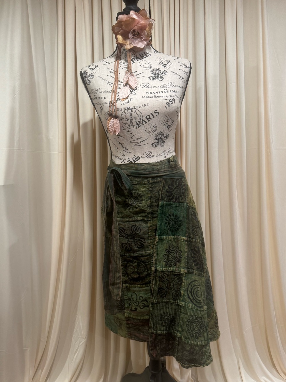 Bohemian Wrap Patchwork Midi Skirt